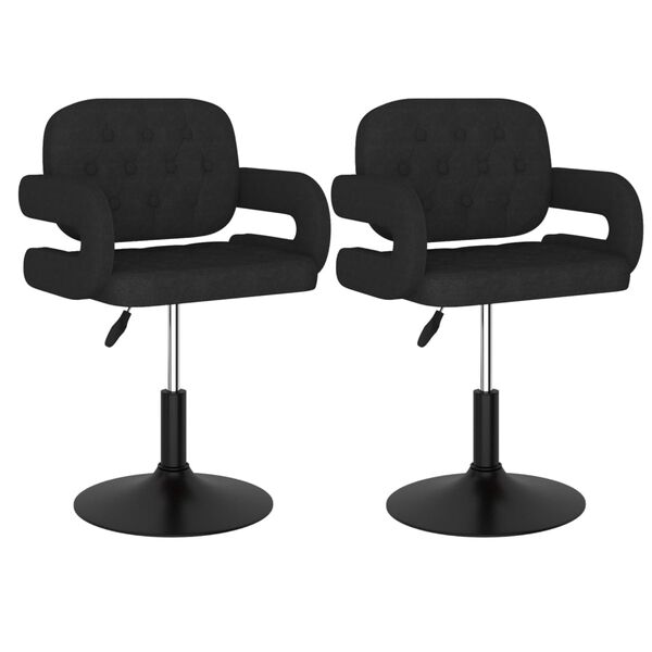 vidaXL Chaises pivotantes &agrave; manger lot de 2 Noir Tissu