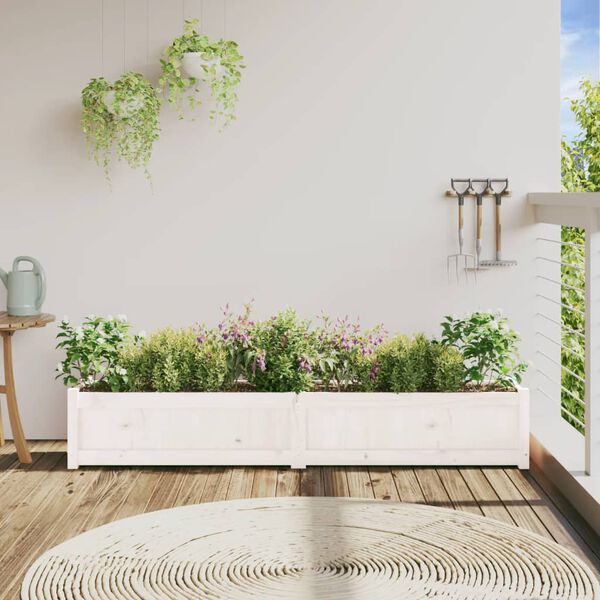 vidaXL Jardinière blanc 180x31x31 cm bois de pin massif