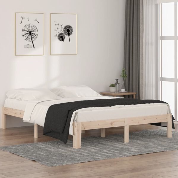 vidaXL Cadre de lit sans matelas bois de pin massif 140x190 cm