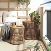 vidaXL Tables d'appoint de jardin 2pcs dessus en bois beige poly rotin