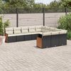 vidaXL Salon de jardin 11 pcs avec coussins noir r&eacute;sine tress&eacute;e