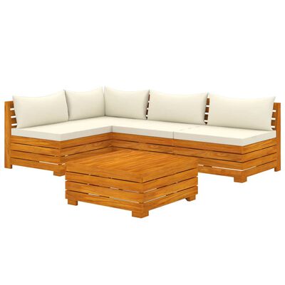 vidaXL Salon de jardin 5 pcs avec coussins Bois d'acacia solide