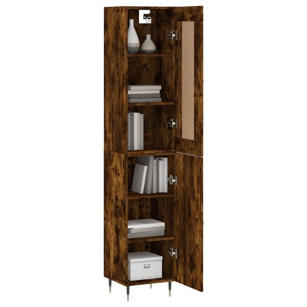 vidaXL Buffet haut Ch&ecirc;ne fum&eacute; 34,5x34x180 cm Bois d'ing&eacute;nierie