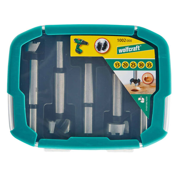 wolfcraft Jeu de m&egrave;che &agrave; fa&ccedil;onner en acier 5 pcs Forstner 1002000