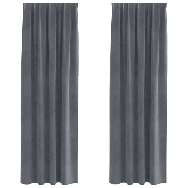 vidaXL Rideaux occultants 2 pcs Gris clair 140 x 260 cm Velours