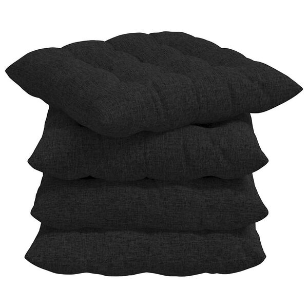 vidaXL Coussins de si&egrave;ge 4 pcs Noir 40 x 40 x 6 cm tissu