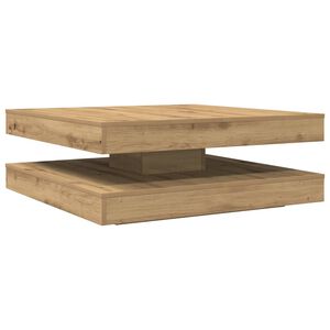 vidaXL Table basse rotative &agrave; 360 degr&eacute;s ch&ecirc;ne artisanal 90x90x34,5 cm