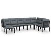 vidaXL Salon de jardin 8 pcs noir et gris r&eacute;sine tress&eacute;e
