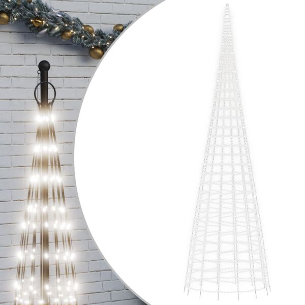 vidaXL Sapin de Noël à LED sur mât de drapeau 3000 LED blanc 800 cm
