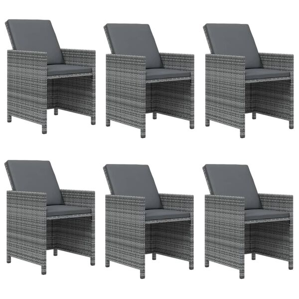 vidaXL Ensemble &agrave; manger de jardin coussins 7pcs R&eacute;sine tress&eacute;e Gris