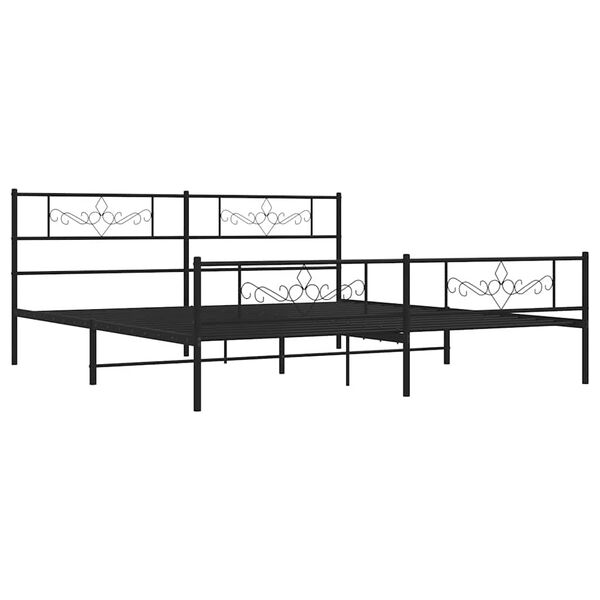 vidaXL Cadre de lit m&eacute;tal sans matelas avec pied de lit noir 183x213cm