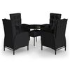vidaXL Ensemble de bistro de jardin 5 pcs R&eacute;sine tress&eacute;e Noir