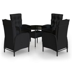 vidaXL Ensemble de bistro de jardin 5 pcs R&eacute;sine tress&eacute;e Noir