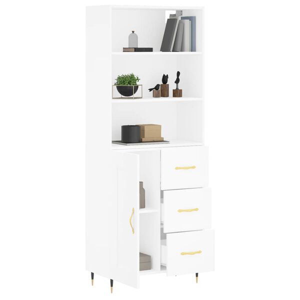 vidaXL Buffet haut Blanc 69,5x34x180 cm Bois d'ing&eacute;nierie