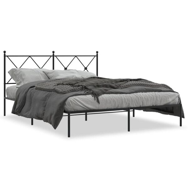 vidaXL Cadre de lit m&eacute;tal sans matelas et t&ecirc;te de lit noir 160x200 cm