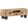 vidaXL Meuble TV avec roues 110x30x37 cm Bois de manguier brut