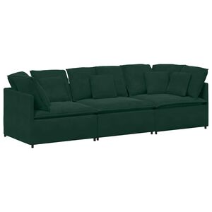 vidaXL Canap&eacute; modulable avec coussins velours vert fonc&eacute;