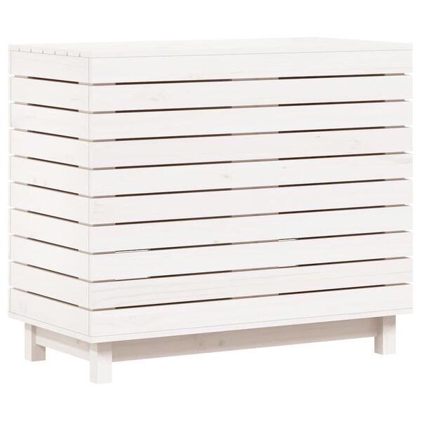 vidaXL Panier &agrave; linge blanc 88,5x44x76 cm Bois massif de pin