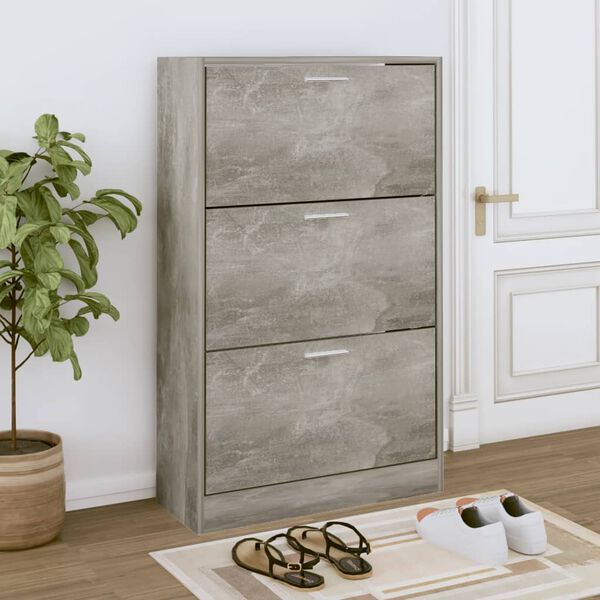 vidaXL Armoire &agrave; chaussures Gris b&eacute;ton 63x24x103 cm Bois d'ing&eacute;nierie