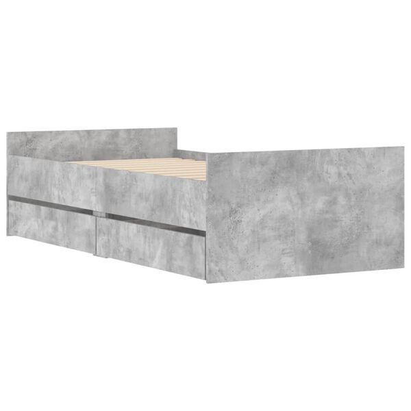vidaXL Cadre de lit avec tiroirs sans matelas gris b&eacute;ton 90x190 cm