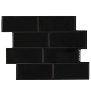 vidaXL Carreau de m&eacute;tro 10 pcs Noir 29 x 21 cm Polyur&eacute;thane et PET