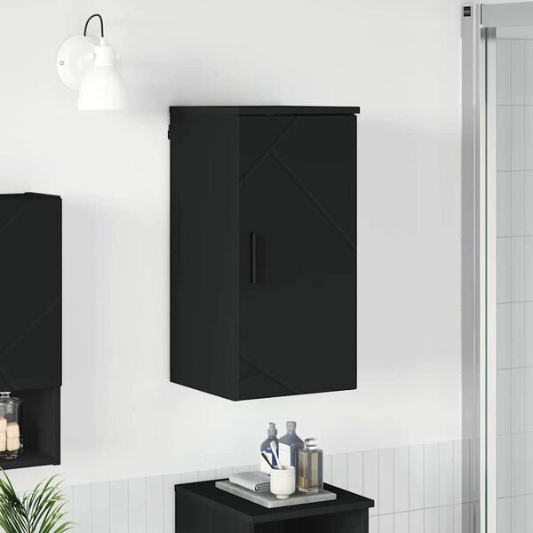 vidaXL Cabinet de salle de bain Montage mural Noir 30 x 31,5 x 61 cm