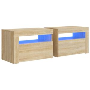 vidaXL Tables de chevet 2 pcs avec LED Ch&ecirc;ne Sonoma 60x35x40 cm