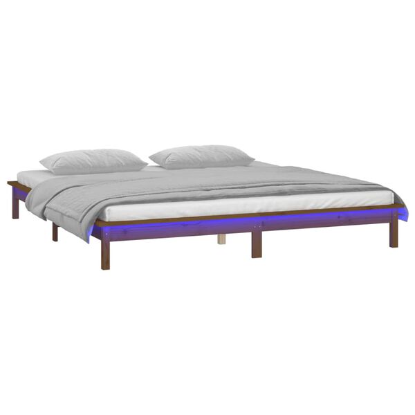 vidaXL Cadre de lit &agrave; LED sans matelas 200x200 cm bois massif