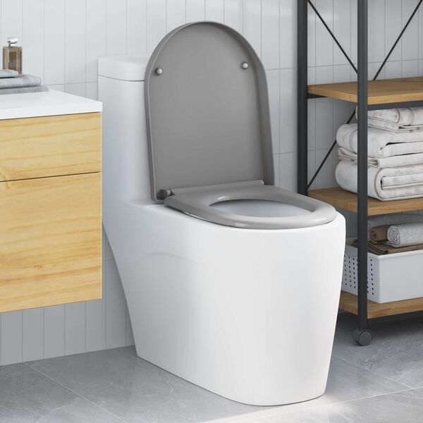 vidaXL Si&egrave;ge de toilette Gris 49 x 36 x 4 cm Duroplast