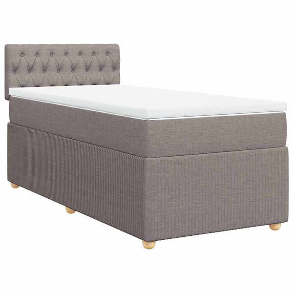 vidaXL Sommier &agrave; lattes de lit avec matelas Taupe 90x200 cm Tissu