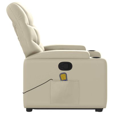 vidaXL Fauteuil inclinable de massage Crème Similicuir