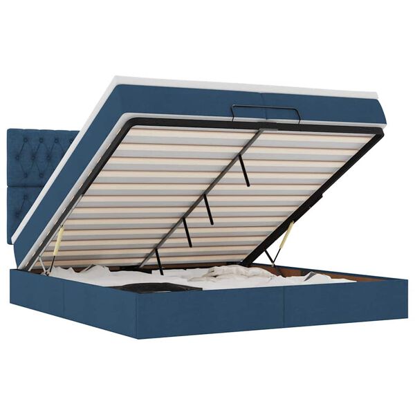 VidaXL Cadre de lit ottoman avec matelas bleu 200x200cm tissu