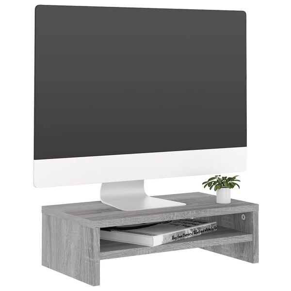 vidaXL Support de moniteur Sonoma gris 42x24x13 cm Bois d'ingénierie