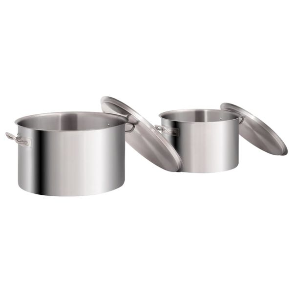 vidaXL Ensemble de 2 casseroles &agrave; bouillon 58/32 L Inox