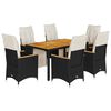 vidaXL Ensemble de bistro de jardin 7 pcs coussins noir poly rotin