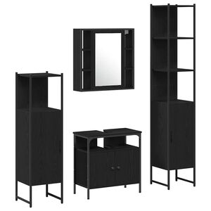vidaXL Ensemble de mobilier de salle de bain 4 pc Ch&ecirc;ne noir