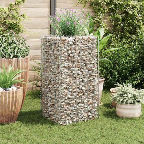 vidaXL Lit sur&eacute;lev&eacute; &agrave; gabion Acier 50x50x100 cm