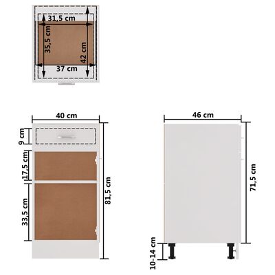 vidaXL Armoire de plancher à tiroir Blanc 40x46x81,5cm Bois ingénierie