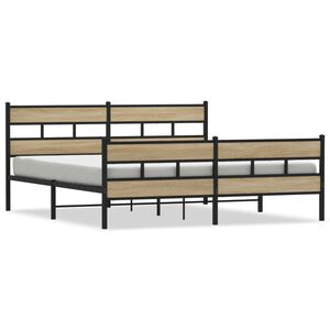 vidaXL Cadre de lit en m&eacute;tal sans matelas ch&ecirc;ne sonoma 180x200 cm
