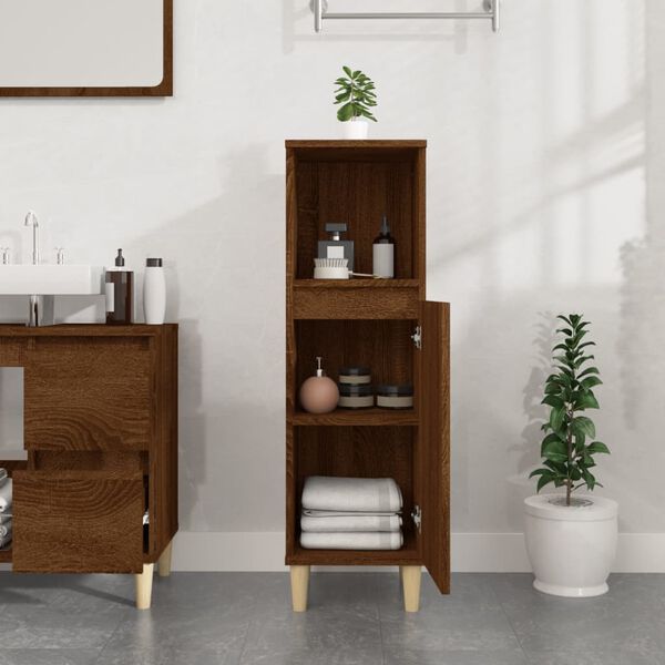 vidaXL Armoire de bain chêne marron 30x30x100 cm bois d'ingénierie