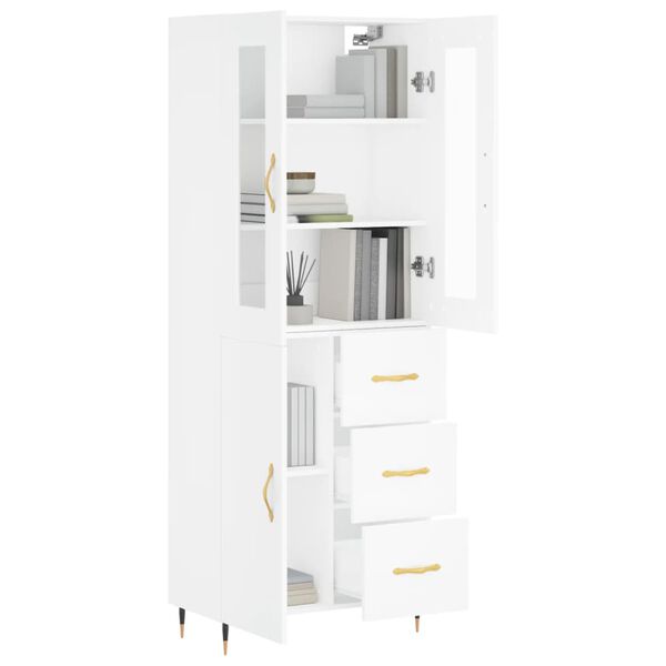 vidaXL Buffet haut Blanc 69,5x34x180 cm Bois d'ing&eacute;nierie