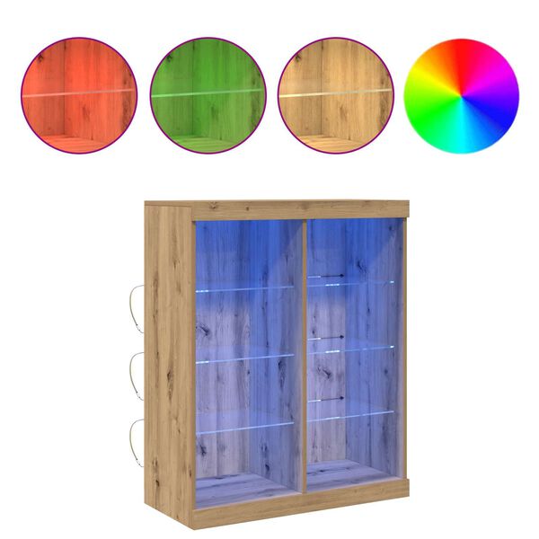 vidaXL Buffet LED Ch&ecirc;ne artisanal 41 x 37 x 100 cm Bois d'ing&eacute;nierie