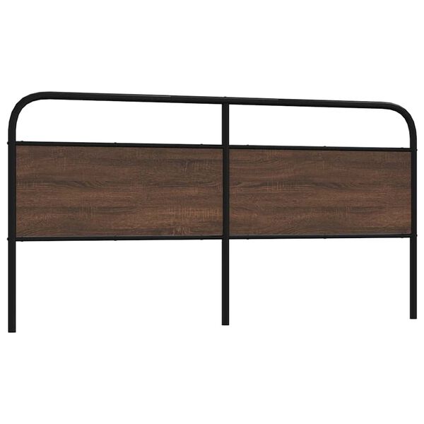 vidaXL T&ecirc;te de lit de remplacement ch&ecirc;ne marron 180 cm acier et bois d'ing&eacute;nierie
