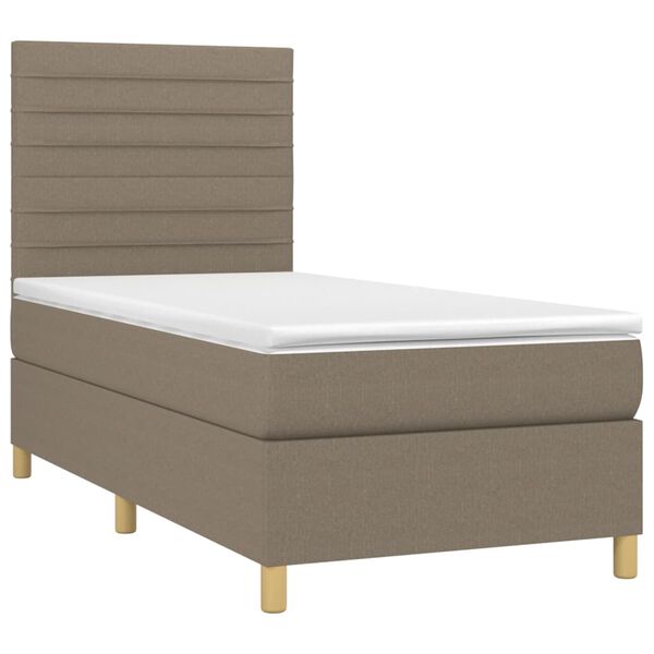 vidaXL Sommier &agrave; lattes de lit et matelas et LED Taupe 80x200 cm Tissu