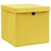 vidaXL Bo&icirc;tes de rangement avec couvercles 4 pcs 28x28x28 cm Jaune