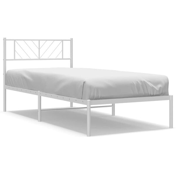 vidaXL Cadre de lit m&eacute;tal sans matelas et t&ecirc;te de lit blanc 100x200 cm
