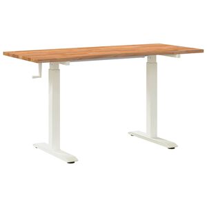 vidaXL Bureau Blanc et Brun Clair 140 x 60 cm Bois de ch&ecirc;ne massif