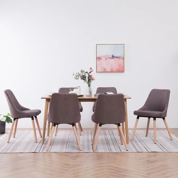 vidaXL Chaises &agrave; manger lot de 6 taupe tissu