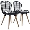 vidaXL Chaises &agrave; manger lot de 2 noir rotin naturel