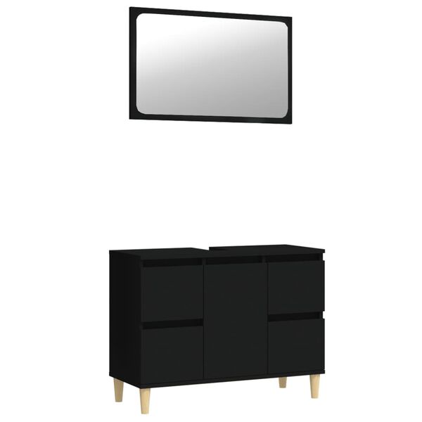 vidaXL Ensemble de meubles salle de bain 2 pcs noir bois d'ing&eacute;nierie